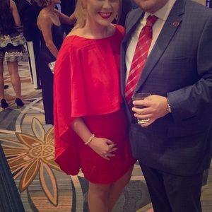 Red Cape Style Dress